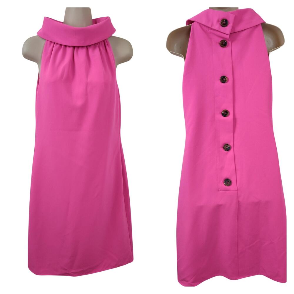 Sail To Sable Dress Womens XS Pink Cowl Neck Sleeveless Shift Dressy Party